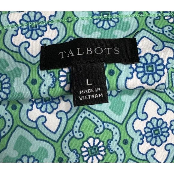 Talbots Dress Women’s Large Midi Green Blue Floral Effortless Sleeveless Shift - Picture 7 of 9
